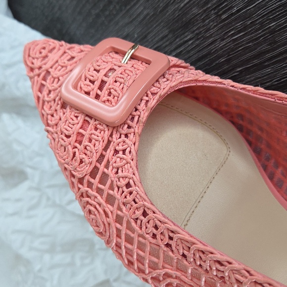 Alex Marie ASHTON Coral Crochet Pointed Kitten Heels with Buckle 10M Coral PINK - Picture 7 of 16